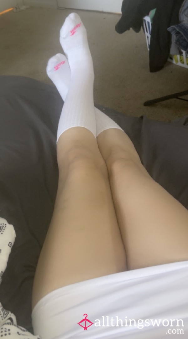 White Crew Socks Worn For 4 Days During My Healthcare Shifts.