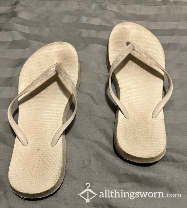 White Dirty Flip Flops