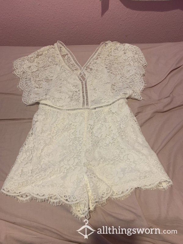 White Flor*l Playsuit