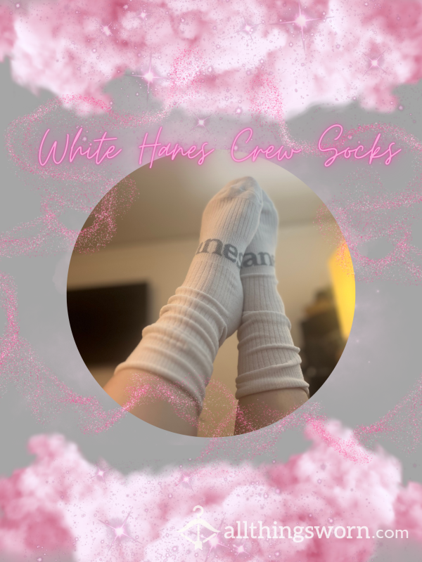 White Hanes Crew Socks