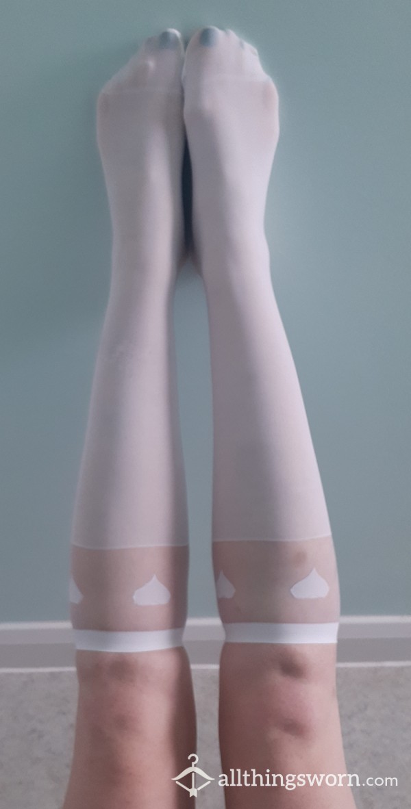 White Knee Length Sheer Socks