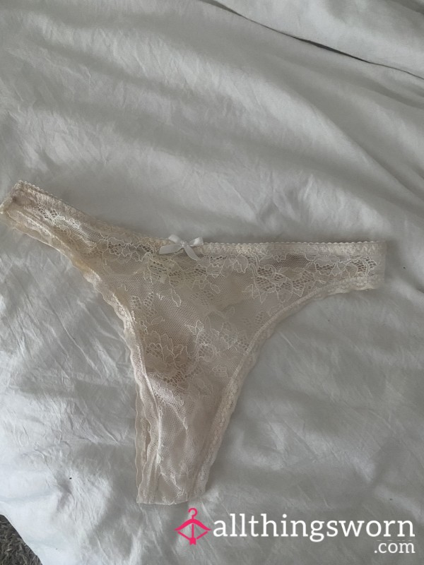 White Lace Thong