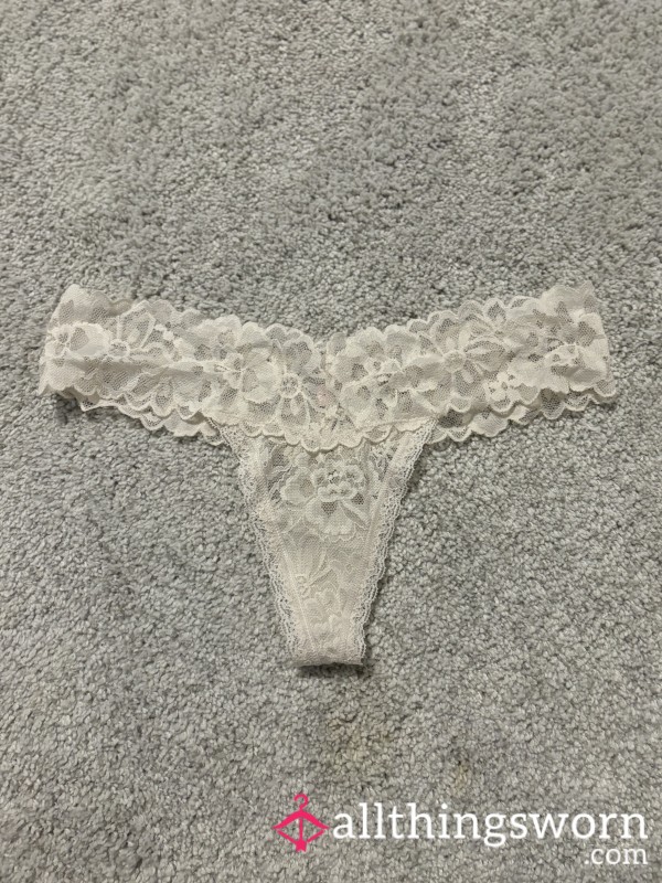 White Lace Thong