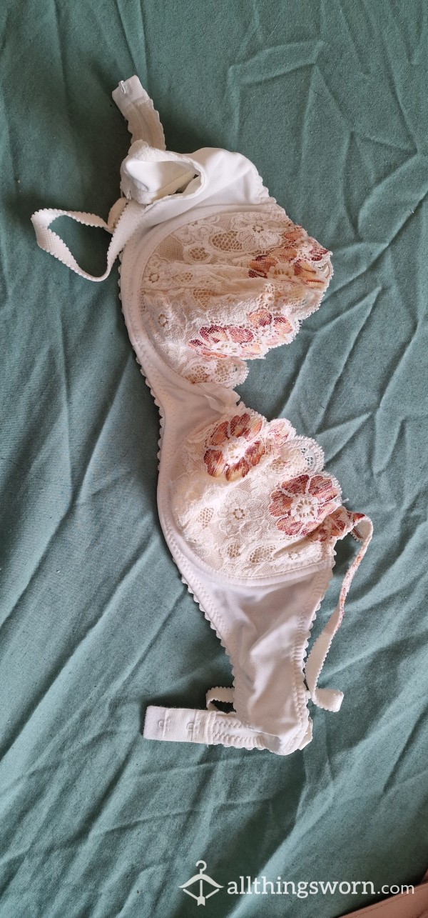 White Lacey Well Worn Bra