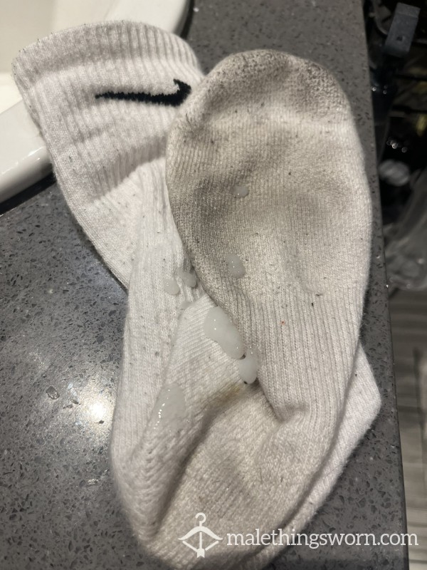 White Nike C*m Sock