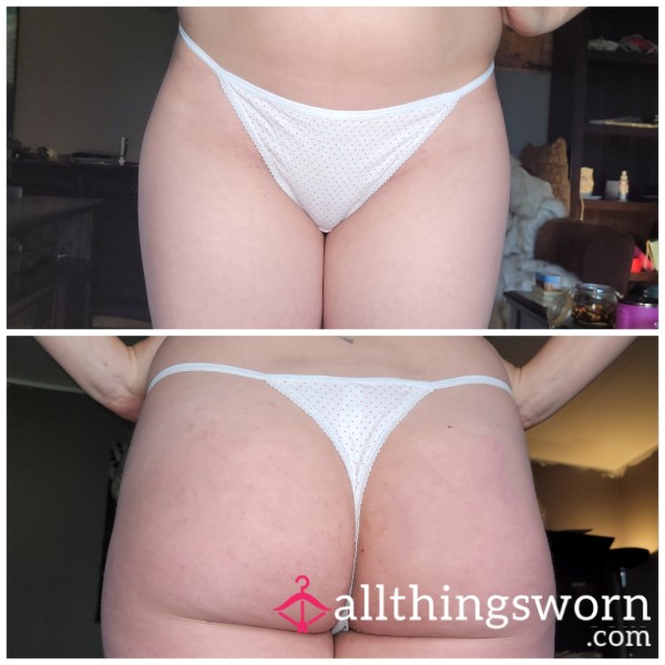 White Red Pokadot Thong