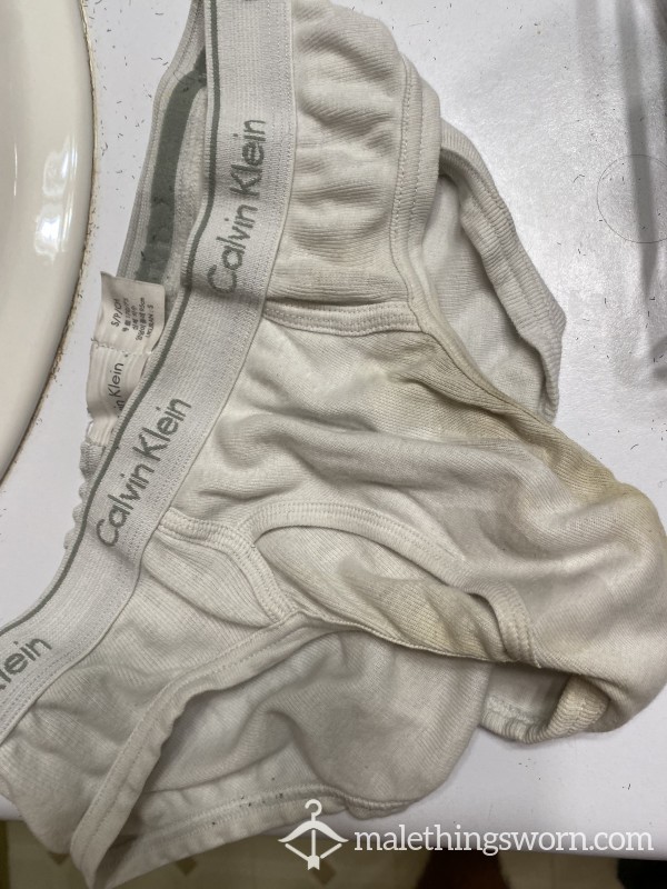 White Stained Underware With C*m And Sweat.