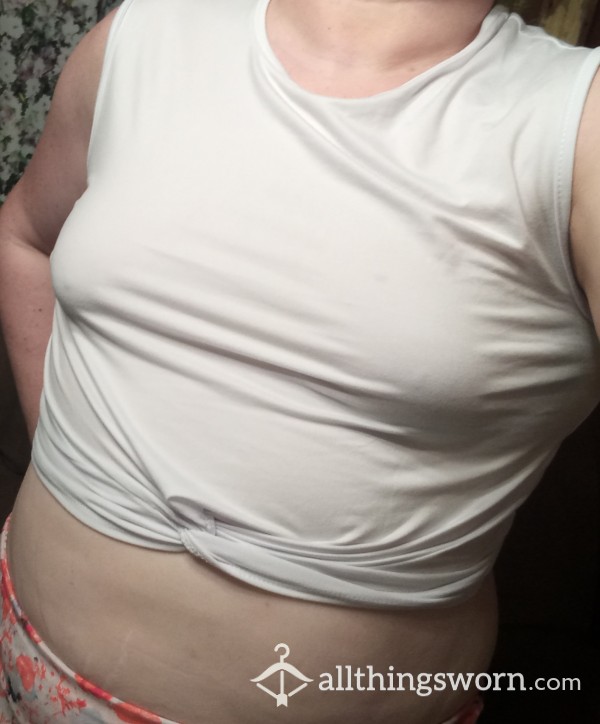 White Tshirt Crop Top