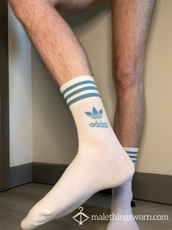 White/Blue Adidas Socks