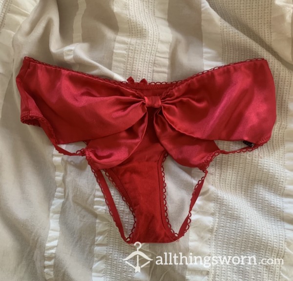 Will Wear 48 Hours For The Listed Price!! Victorias Secret Very S**y Satin/silk Bow Back Panties!! 😍 SO Very Hot And Special Panty!!