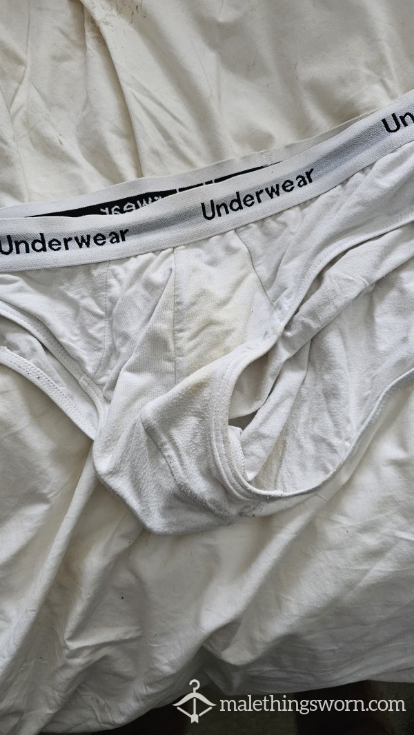 Worn 1 Week White Briefs