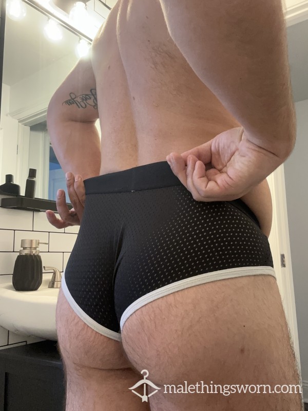 Worn And Sweaty Black Mesh Underwear