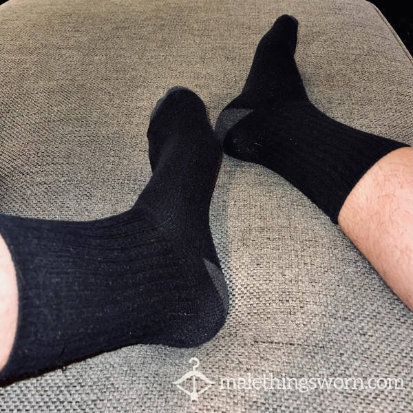 Worn Black Crew Socks