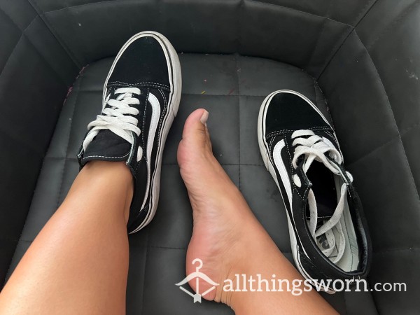 Worn Black Platform Vans Size UK4 EUR 36.5 US 6.5