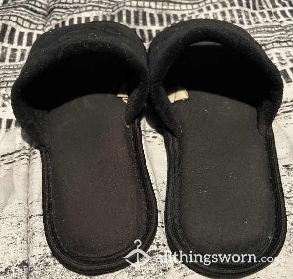 Worn Black Slippers