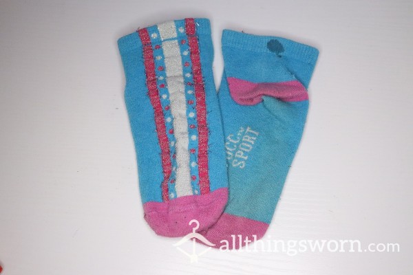 Worn Blue Anklet Socks