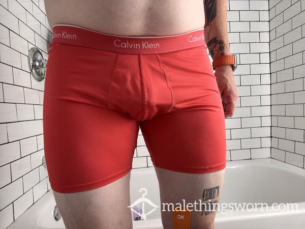 Worn CK Boxer Briefs With P** Marks And C*m Traces