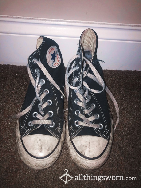 WORN Converse High Tops Black