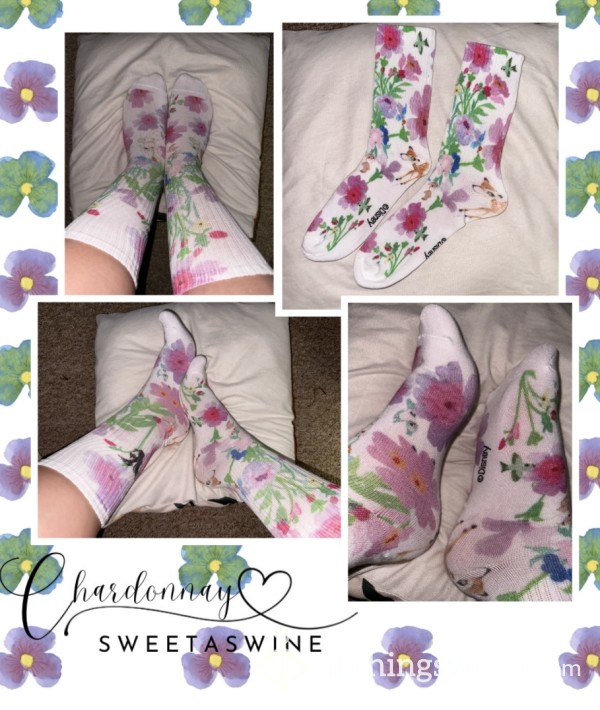 🦶🏼Worn Cotton Flor*l Disney Bambi Socks🦌🧦