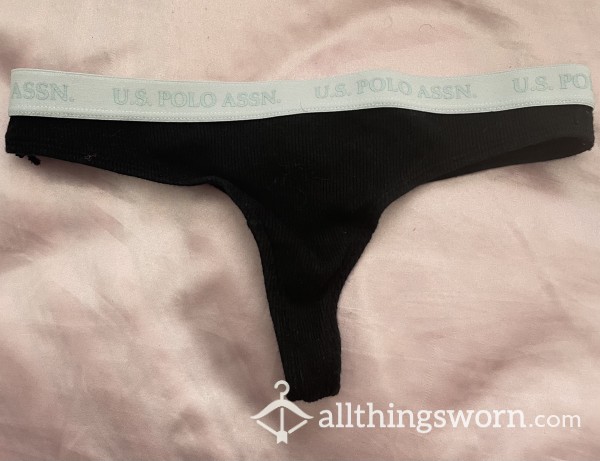 Worn Cute Black Polo Thong