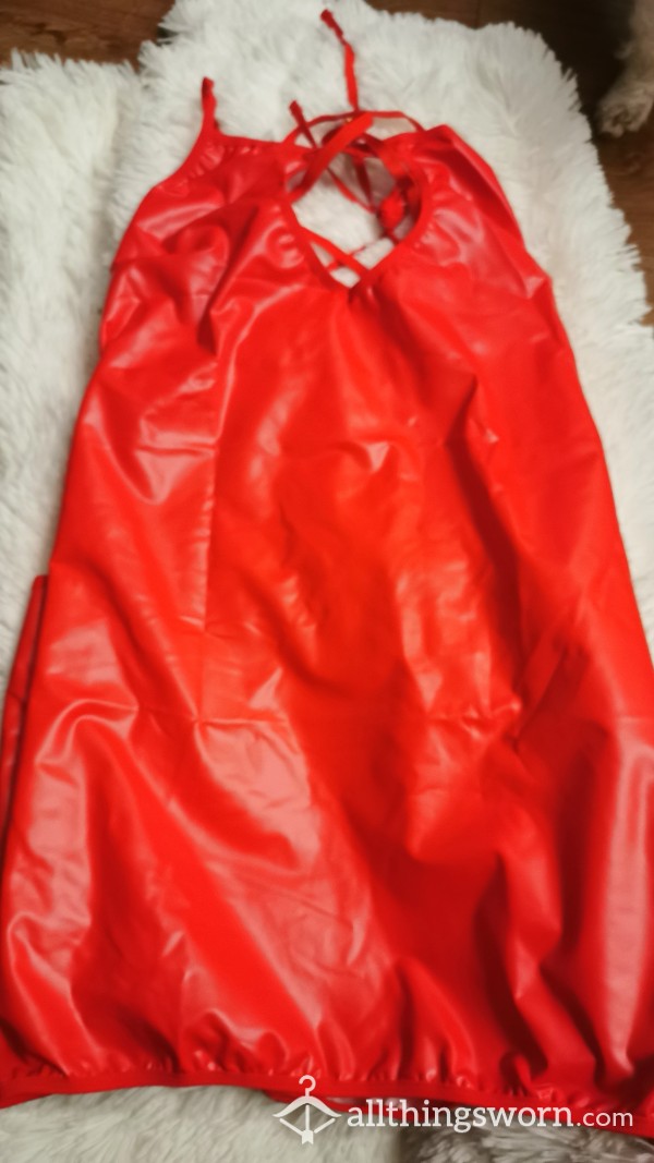 Worn For 12 Hour. Full Of My Sweat And Lady Scent. Very S**y Red PVC Dress. Really S**y £35. Size L. Any Extras Available £5 Each. 💯🔥🔥🔥