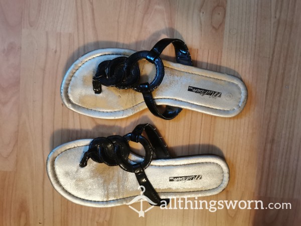 Worn For Years Black Dressy Flip Flops