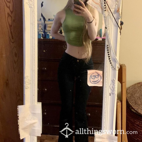 Worn Green Crop Top