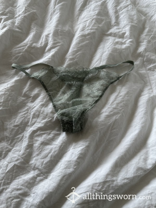 Worn Green Lace Thongs