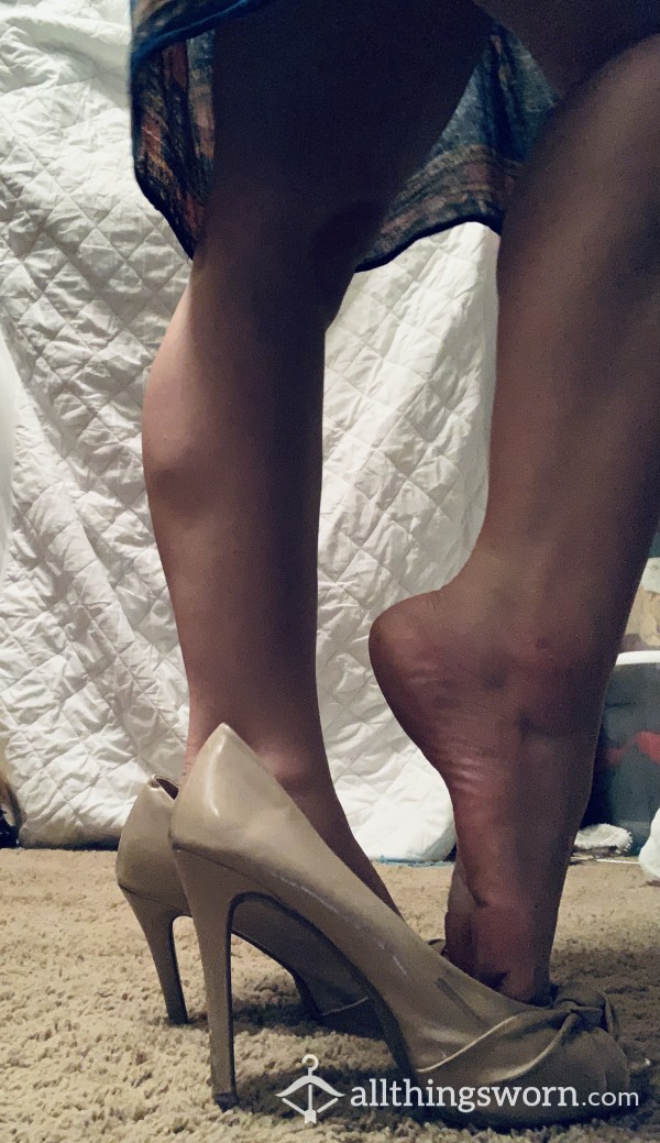 Worn Beige High Heels