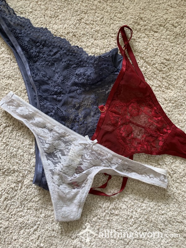 Worn Lacey Thong Bundle