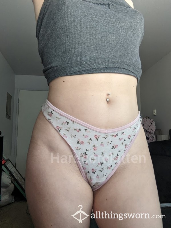 Worn Pink Flor*l Thong