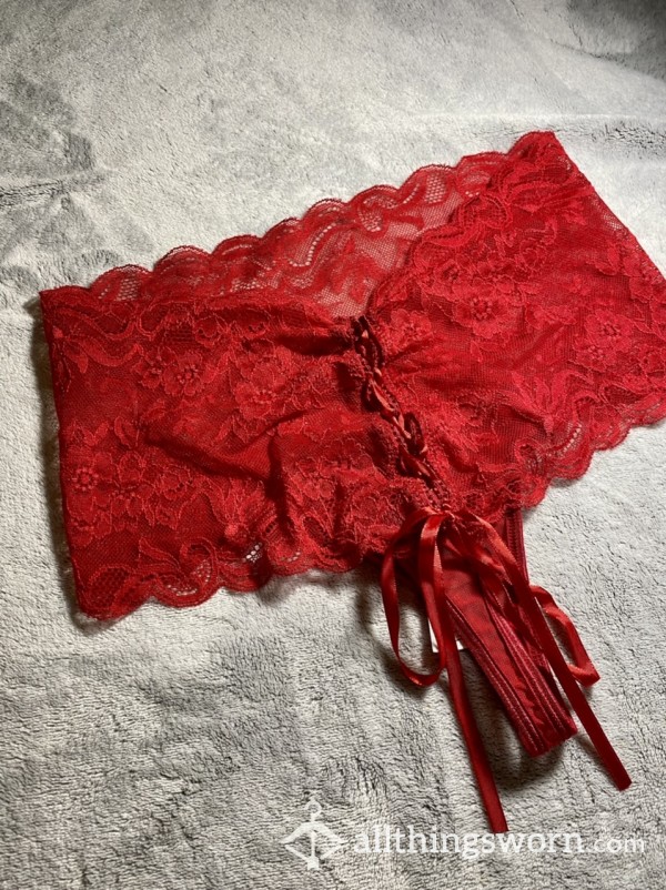 Worn Red Lace Panties