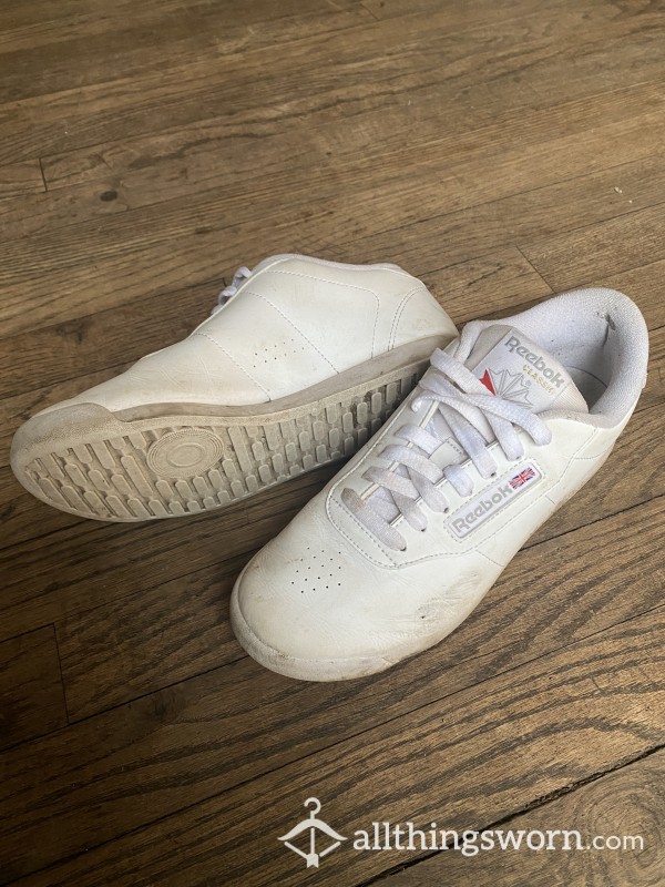 Worn Reebok Cla**ic White Sneakers