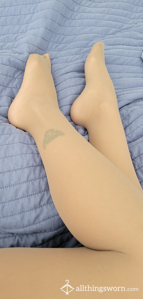 Worn Sheer Nude Pantyhose