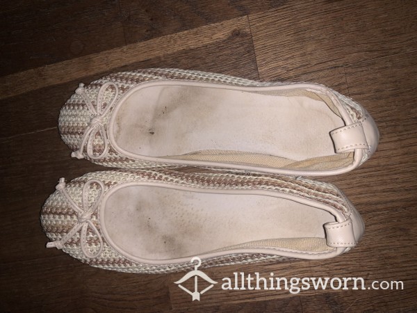 Worn White Flats