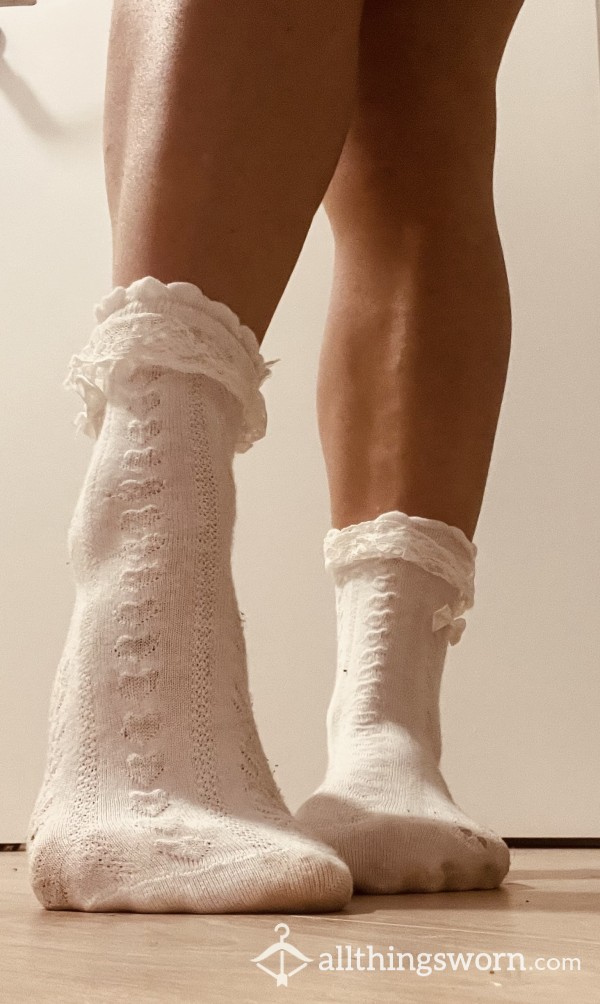 Worn White Frill Socks