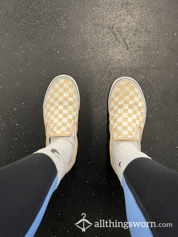 Yellow Checkered Slip On Vans 💛