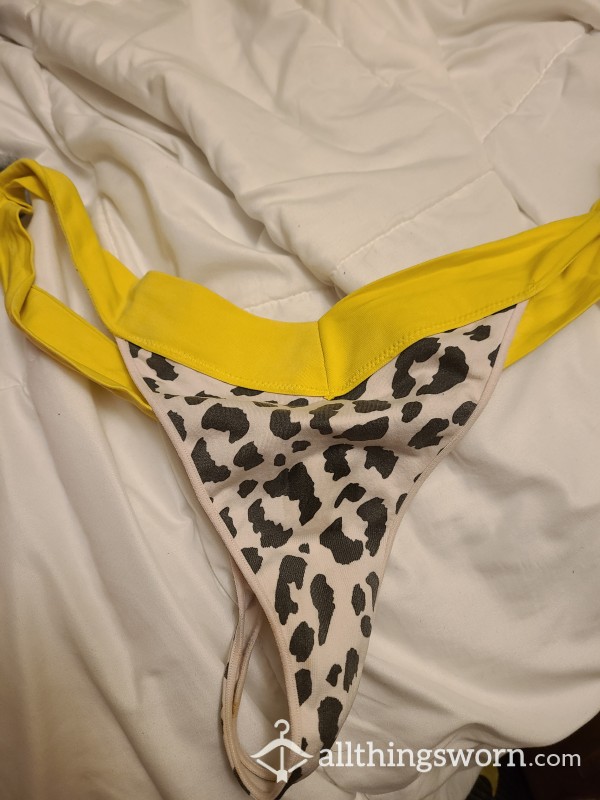 Yellow Cheetah Thong