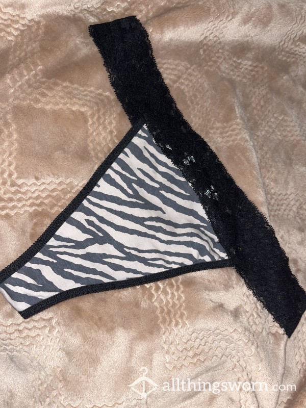 Zebra Print Lace Thong